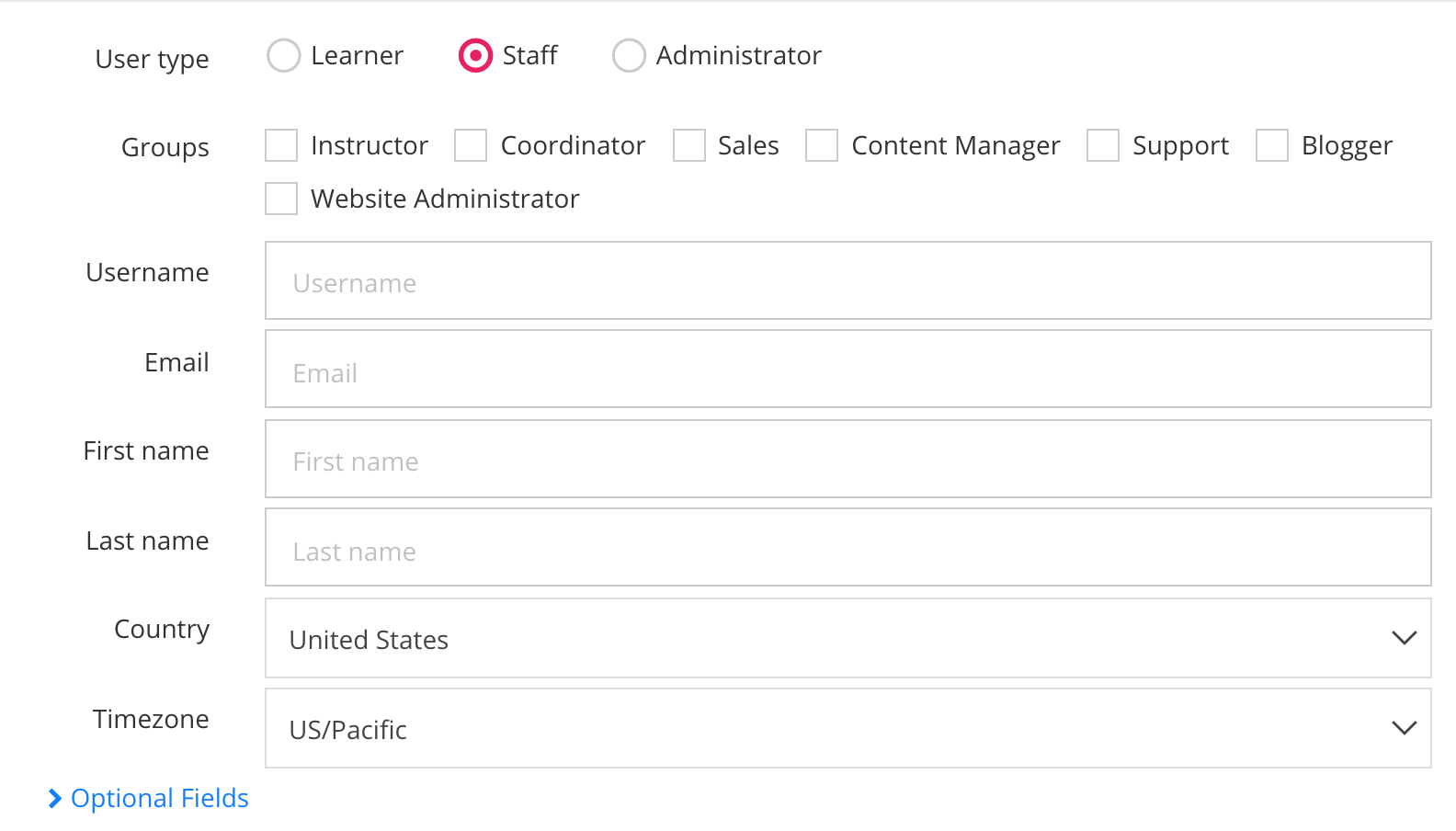 SeekLMS provides different user types.